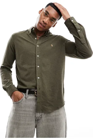 Ralph Lauren Icon logo pique shirt in olive heather