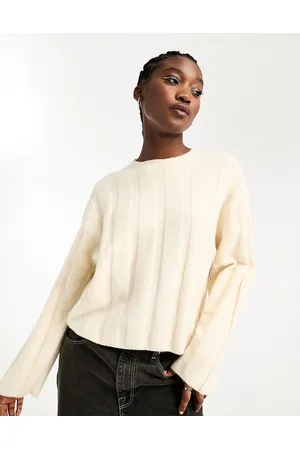 Weekday Fiona chunky knit sweater in light beige melange