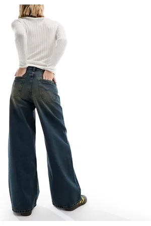 COLLUSION X013 mid rise wide leg jeans in dirty wash