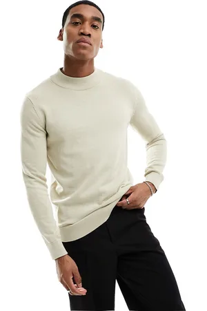SELECTED Mock neck knit sweater in beige