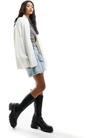Object Ribbed zip through cardigan in