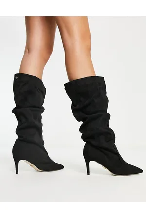 Lipsy London Ruched pointed knee high boots in