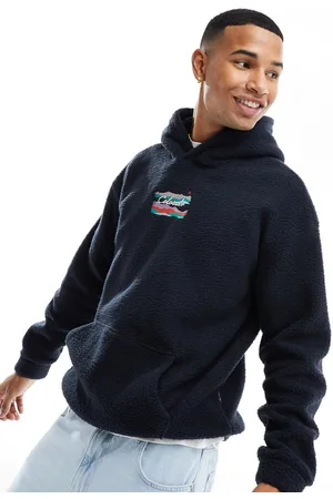 Only & Sons Borg hoodie with chest embroidery in