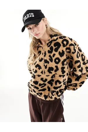 ONLY Teddy half zip fleece in leopard print
