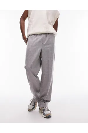 Topman Wide leg wool mix elastic waistband pants in