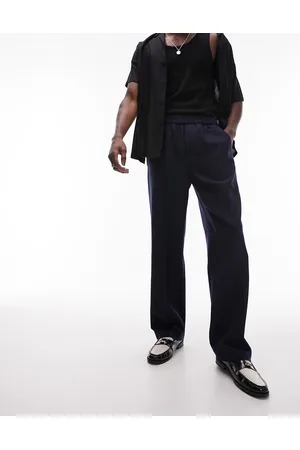 Topman Wide leg wool mix elasticated waistband pants in