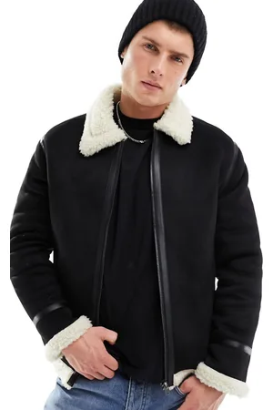 Only & Sons Faux suede aviator jacket with borg lining in