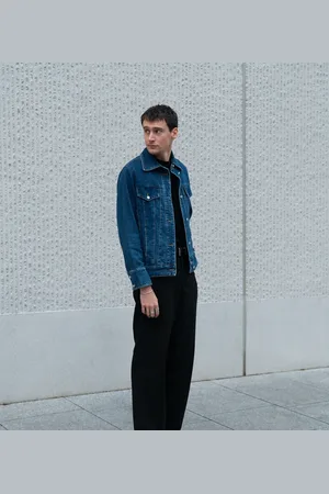 Labelrail X Isaac Hudson seam detail fitted denim jacket in indigo blue
