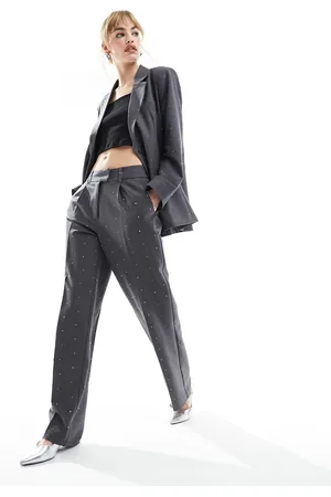 ONLY Rhinestone straight leg tailored pants in dark - part of a set