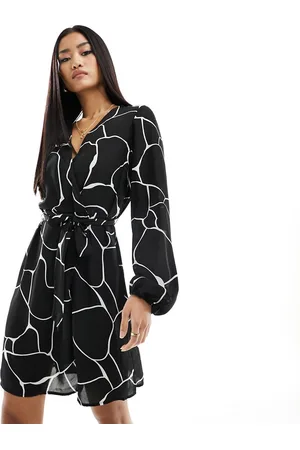 VILA Wrap mini dress in mono print