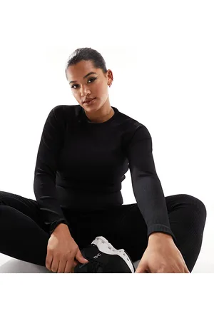 ASOS Curve Icon seamless rib long sleeve crop top in