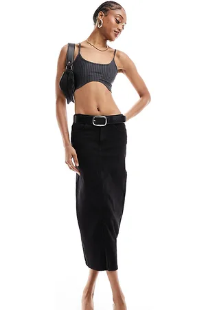 VERO MODA Denim midi skirt in