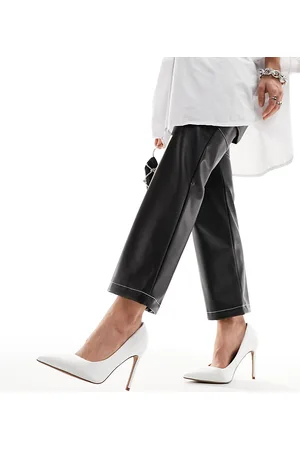 ASOS Wide Fit Paphos pointed high heeled pumps in ivory satin