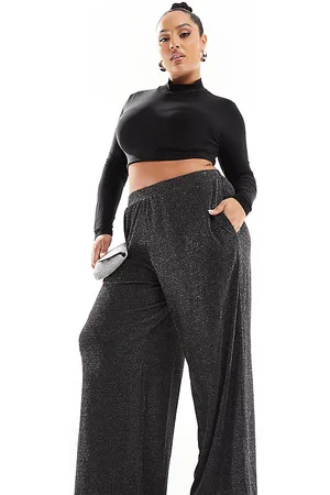 Yours Your wide leg glitter pants in
