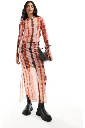 Pieces® Tie dye jersey midi skirt in multi - part of a set