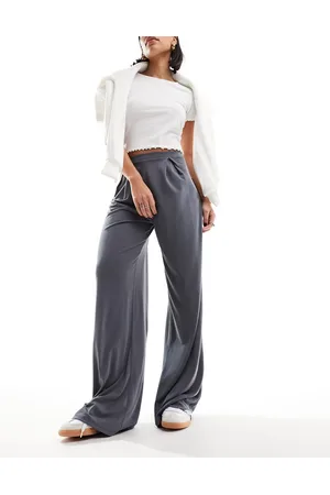 ASOS Jersey cupro wide leg pants in charcoal