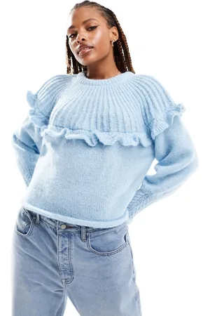 Pieces® Knitted frill sweater in baby