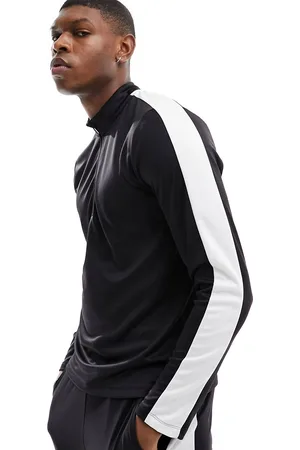 ASOS Contrast side stripe long sleeve 1/4 zip top in