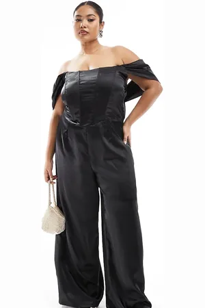 Jaded Rose Off shoulder satin corset jumpsuit in