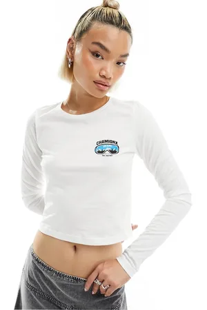 Noisy May Crop long sleeve chamonix T-shirt in