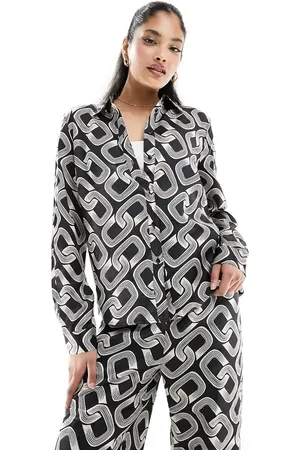 Y.A.S Y.A.S satin shirt in mono print - part of a set