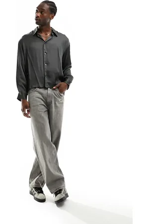 Weekday Oversized shiny shirt in dark