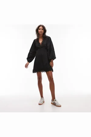 Topshop V-neck lace mini tea dress in