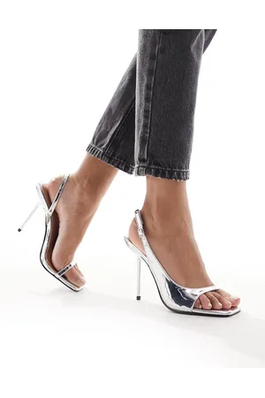 River Island High heel with asymmetric detail in silver