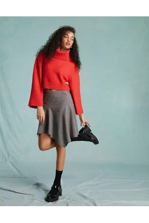 Miss Selfridge Tailored asymmetric hem mini skirt in