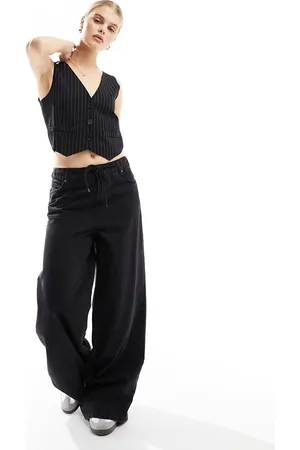 Miss Selfridge Button through vest in pinstripe