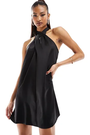 River Island Halter neck satin mini dress in