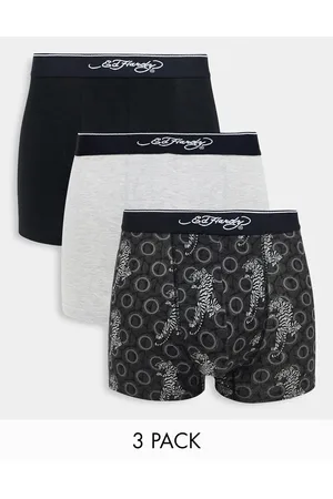 ED HARDY 3 pack boxers gray tattoo print