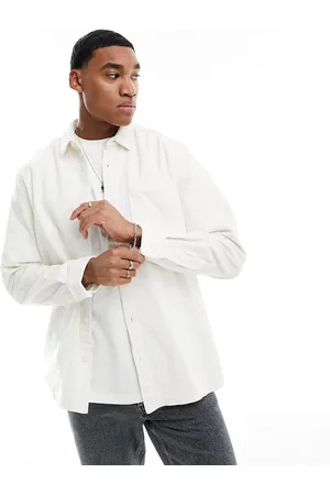 River Island Concealed button cord shirt in