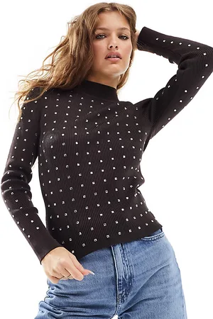 River Island Heatseal turtle neck top in dark