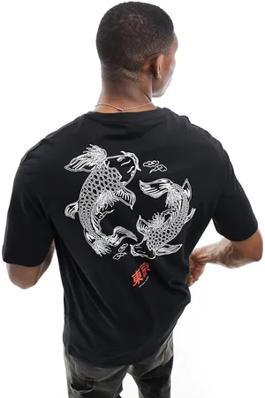 SELECTED Oversized t-shirt with koi back print in