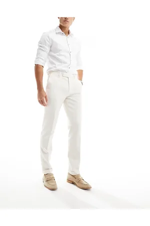 ASOS Smart slim fit textured pants in ecru