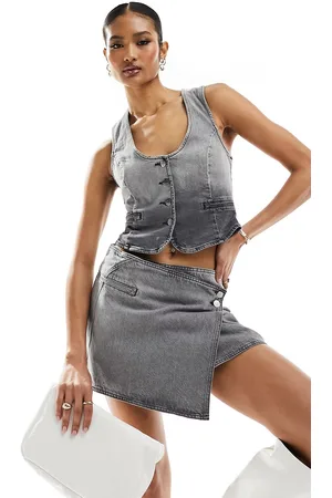 NA-KD X Chloe Monchamp denim vest in ombre
