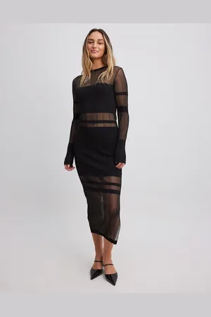 NA-KD Knit panelled midi dress in