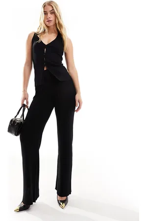 ASOS Knitted wide leg pants in black - part of a set