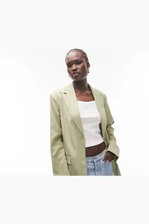 Topshop Straight jacket in sage - part of a set