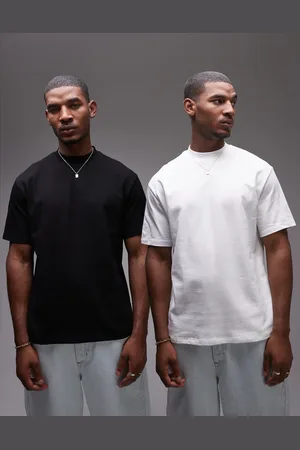 Topman 2 pack oversized fit t-shirt in black and white