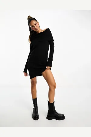 French Connection Cowl neck knit midi dress in