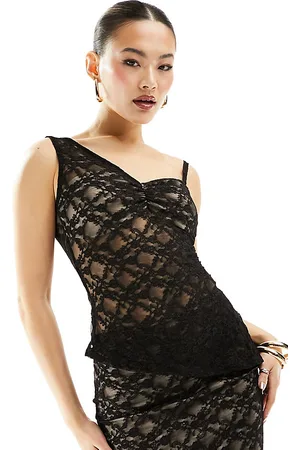 Fashionkilla Lace overlay asymmetric top in - part of a set