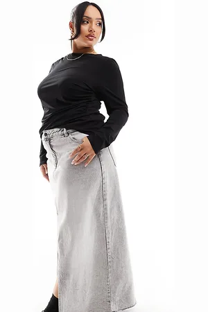 River Island Long sleeve ruched drape top in