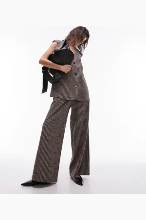Topshop Striped linen wide leg pleated pants in - part of a set