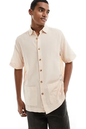 ASOS Relaxed textured shirt with patch pockets in dusty