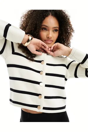 French Connection Knit cardigan in mono stripe