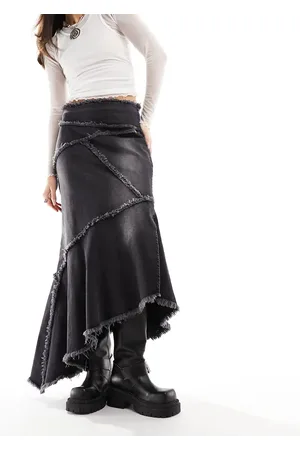 COLLUSION Exposed seam denim maxi skirt