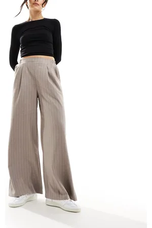 ASOS Wide leg pants in stone with black stripe