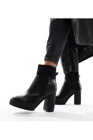 River Island Wide fit zip heeled boots in